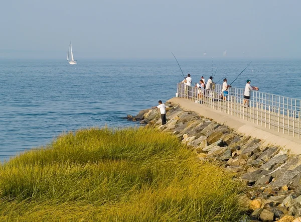 Pesca al molo — Foto Stock