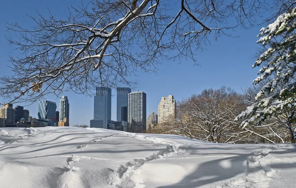 摩天大楼和雪 — 图库照片