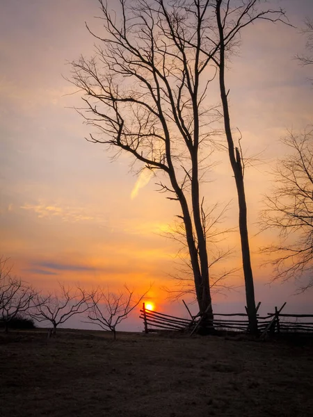 Matahari Terbenam Atas Monmouth Battlefield Freehold New Jersey — Stok Foto