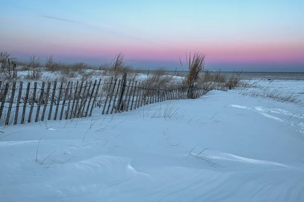 Sneeuw Drijft Het Strand Long Branch New Jersey — Stockfoto