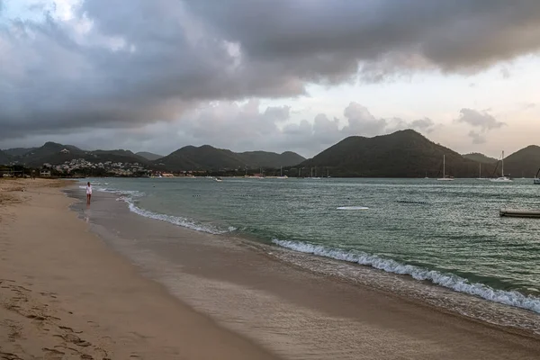 Overcast View Peaceful Beach Rodney Bay Saint Lucia — Stock Photo, Image