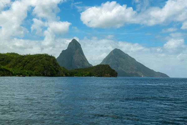 Een Daglicht Uitzicht Beroemde Pitons Het Eiland Saint Lucia — Stockfoto