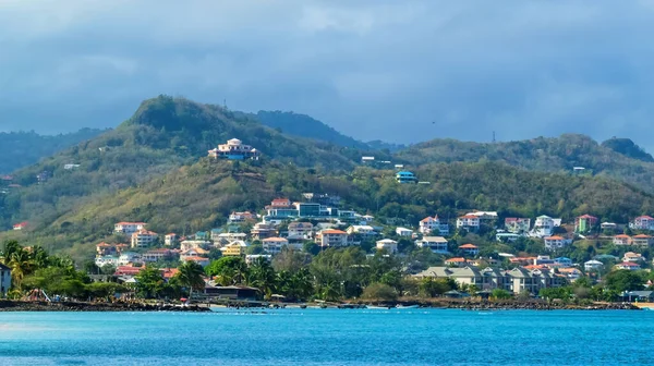 Een Schilderachtig Uitzicht Kleurrijke Huizen Berghelling Saint Lucia — Stockfoto