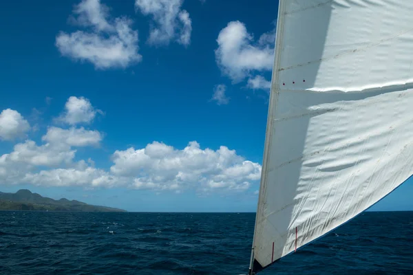 White Sail Seascape Background Image Taken Coast Saint Lucia — Stockfoto
