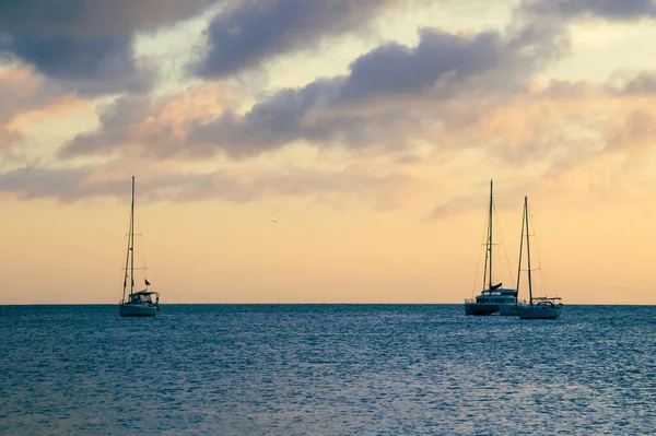 A pastel colored sky on Rodney Bay in Saint Lucia.
