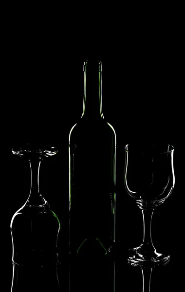 Wine bottle and glasses — Stock Photo, Image