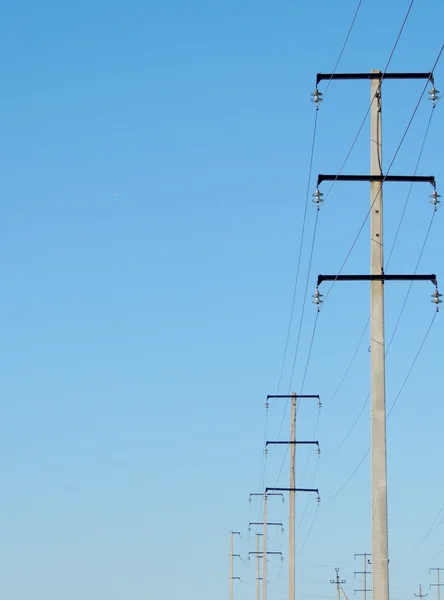 Line power, high-voltage, poles, — Stock Photo, Image