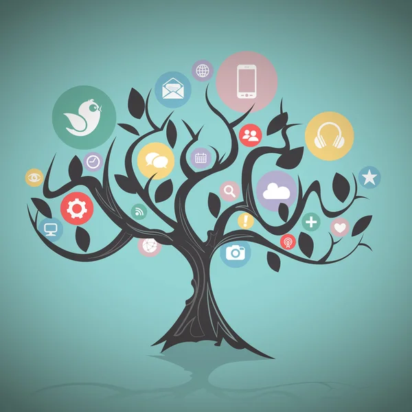 Social Media-Baum — Stockvektor