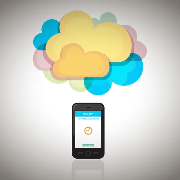 Smartphone mit Cloud — Stockvektor