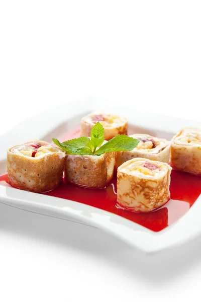 Rolo doce do sushi da fruta — Fotografia de Stock