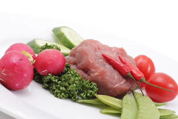 Groenten en rauw vlees — Stockfoto