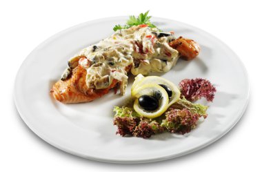 Somon steak sebze altında