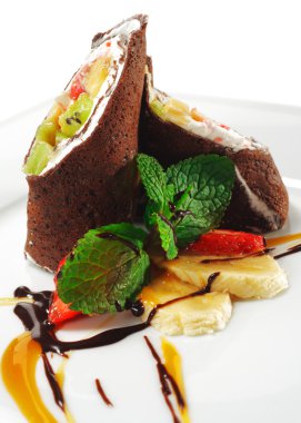 dessert - chocolade pannenkoeken met vruchten