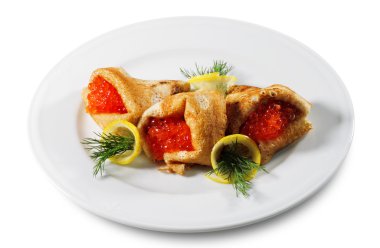 Kırmızı havyarlı gözleme.