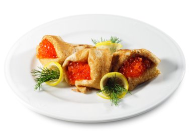 Kırmızı havyarlı gözleme.