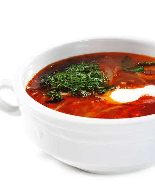 Russian and Ukrainian Cuisine - Soup Solyanka — Stock Photo, Image
