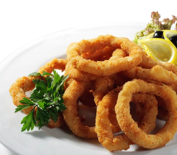 Frutos do mar - Calamari frito — Fotografia de Stock