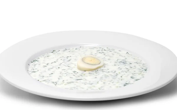 Creme de sopa de verdes com ovo — Fotografia de Stock