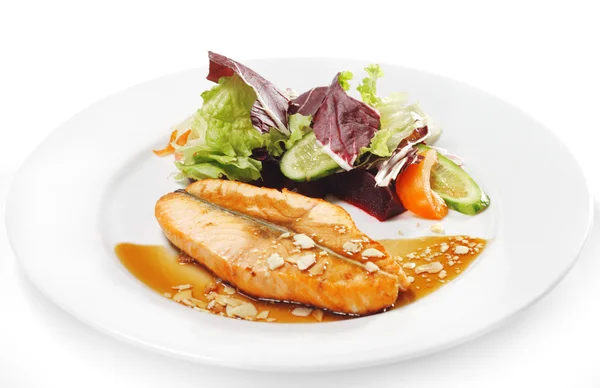 Hot Fish Dishes - Salmon Steak — Stock Photo, Image