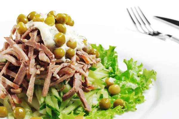 Green Peas and Meat Salad — Stock Photo, Image