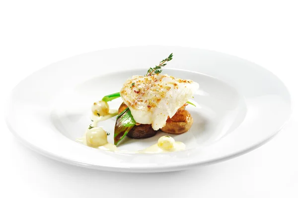 Hot Fish Dishes - fillet Halibut — Stok Foto