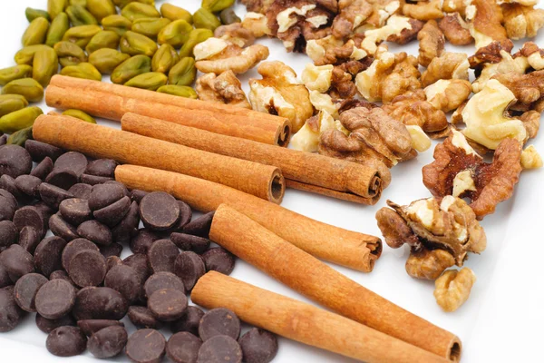 Nuts and Chocolate Plate — Stock Photo, Image