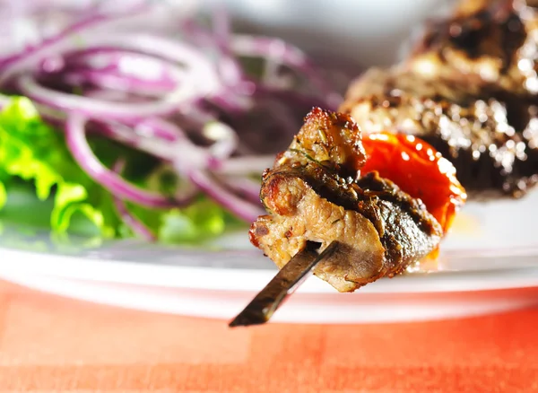 Plato de carne caliente - Shashlik — Foto de Stock
