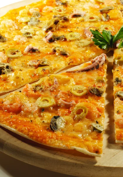 Zeevruchten pizza — Stockfoto