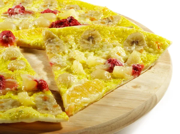 Piece of Fruit and Berry Pizza — Stock Photo, Image