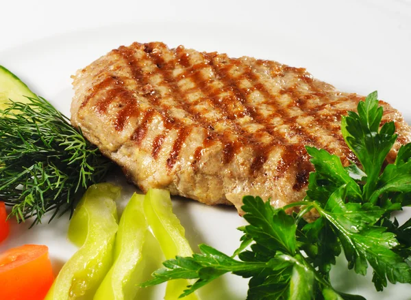 Pratos de carne quente - Bife de porco — Fotografia de Stock