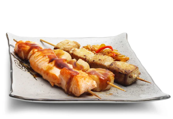 Cucina giapponese - Skewered frutti di mare — Foto Stock