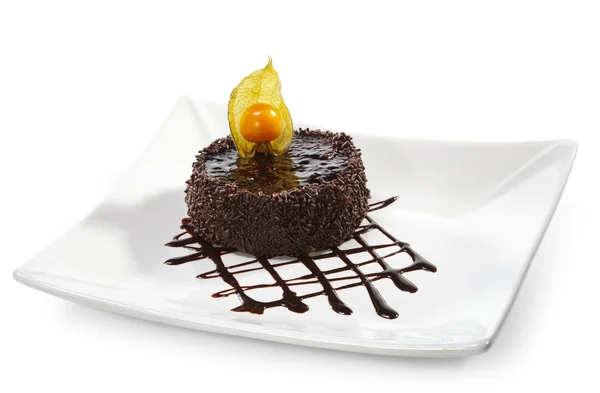 Десерт - шоколадный торт со льдом — стоковое фото