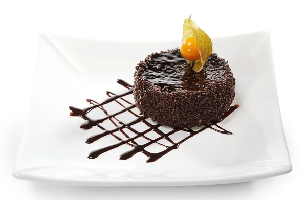 Dessert - Chocolate Iced Cake — Stock Photo, Image