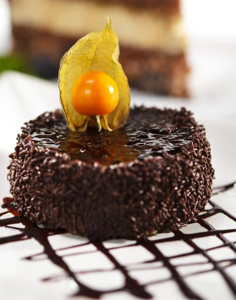 Dessert - Chocolate Iced Cake — Stock Photo, Image