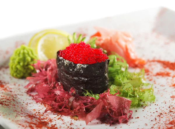 Tobiko sushi rojo — Foto de Stock