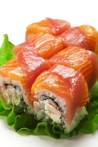 Salmão e Atum Roll — Fotografia de Stock