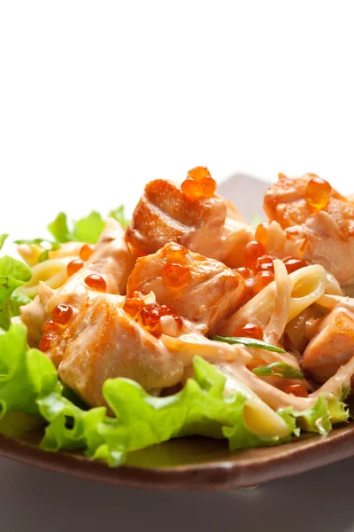 Salmon with Caviar and Noodles — Stock Photo, Image