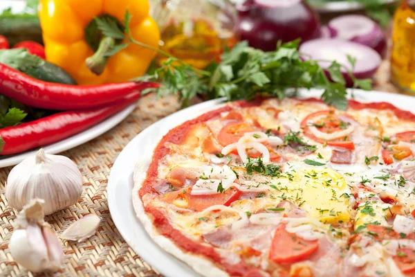 Pizza carbonara — Fotografia de Stock