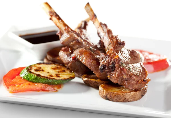 Lamb Chops and Vegetables Royalty Free Stock Images