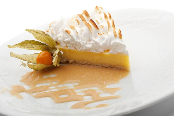 Dessert - Slice of Lemon Pie topped with Whipped Cream — Stock Photo, Image