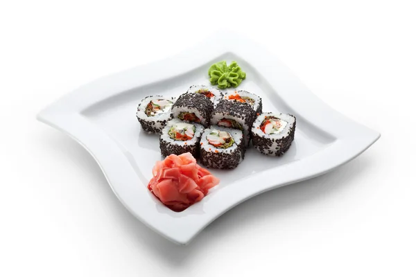 Japanese Cuisine - Sushi Roll with Shrimps — Stock Photo, Image