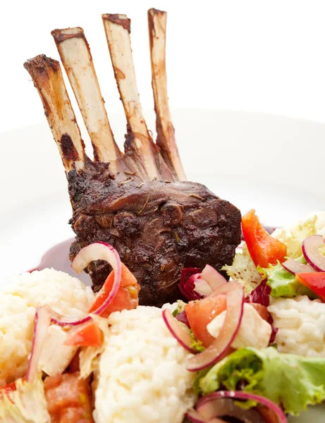 Costolette di agnello con risotto — Foto Stock