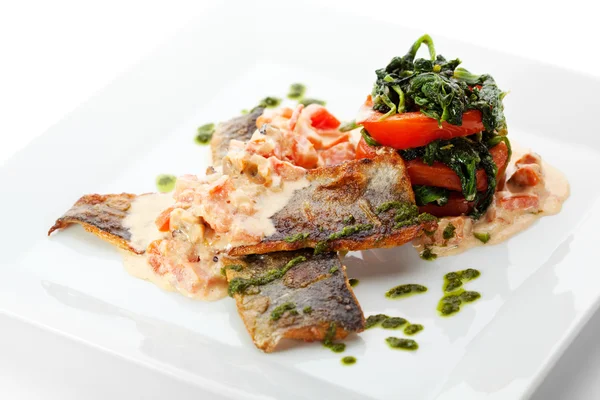 Seabass with Tomato — Stock Photo, Image