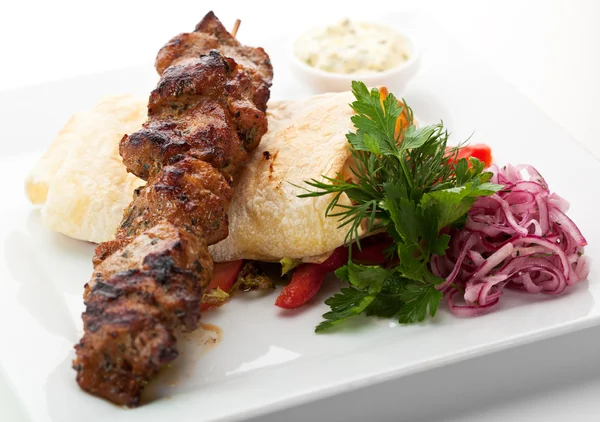 Plato de carne caliente - Shashlik — Foto de Stock