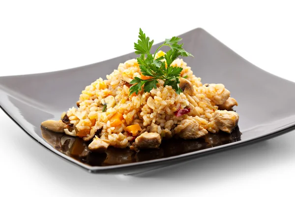 Stek ris med kyckling — Stockfoto