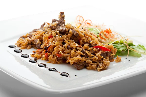 Freír arroz con carne — Foto de Stock