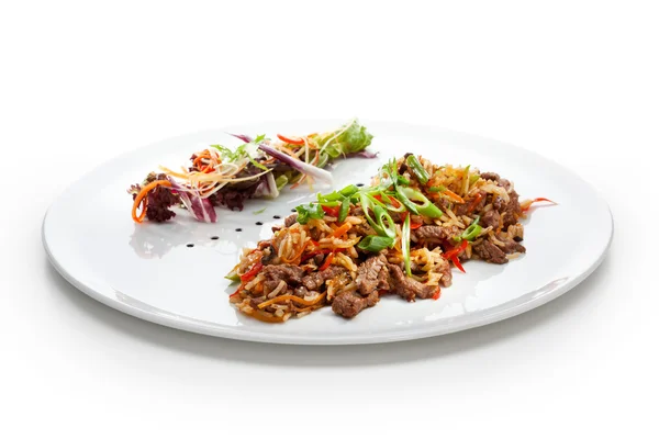 Freír arroz con carne — Foto de Stock