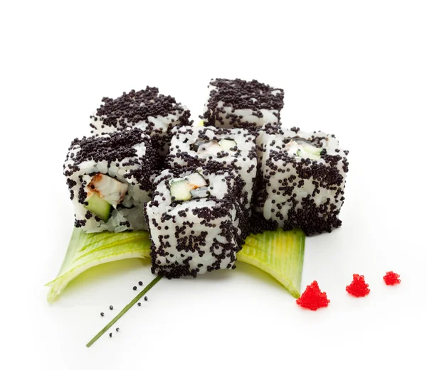 Zalm en gerookte paling maki sushi — Stockfoto