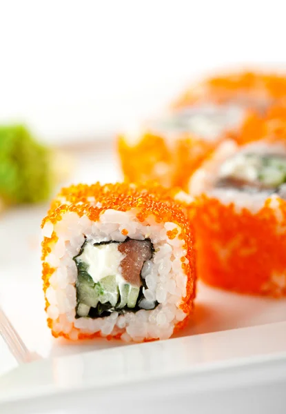 Salmon and Tobiko Roll — Stock Photo, Image