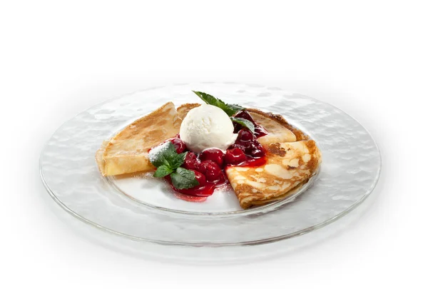 Dessert - pannenkoeken met ijs — Stockfoto